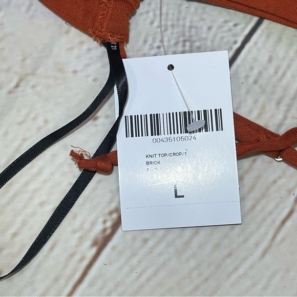 Forever 21 Knit Halter Tank Crop Top Size Large Burnt Orange Ruched NWT - Picture 4 of 8